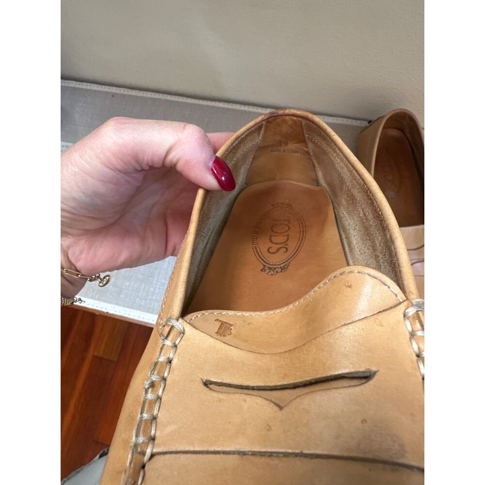 Tod's Gommino Brown Leather Driving Moccasins Loafers Tan Size 39/ 7.5-8 - Picture 8 of 9